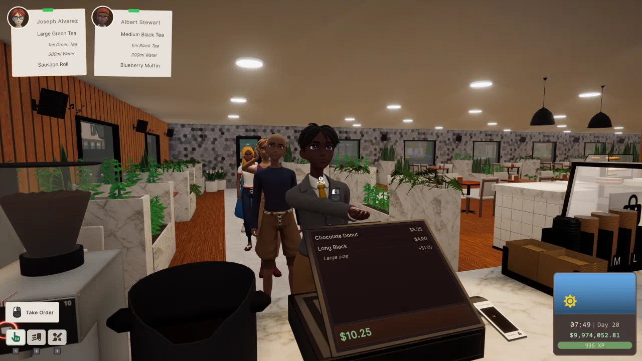 Taking customer orders at the till
