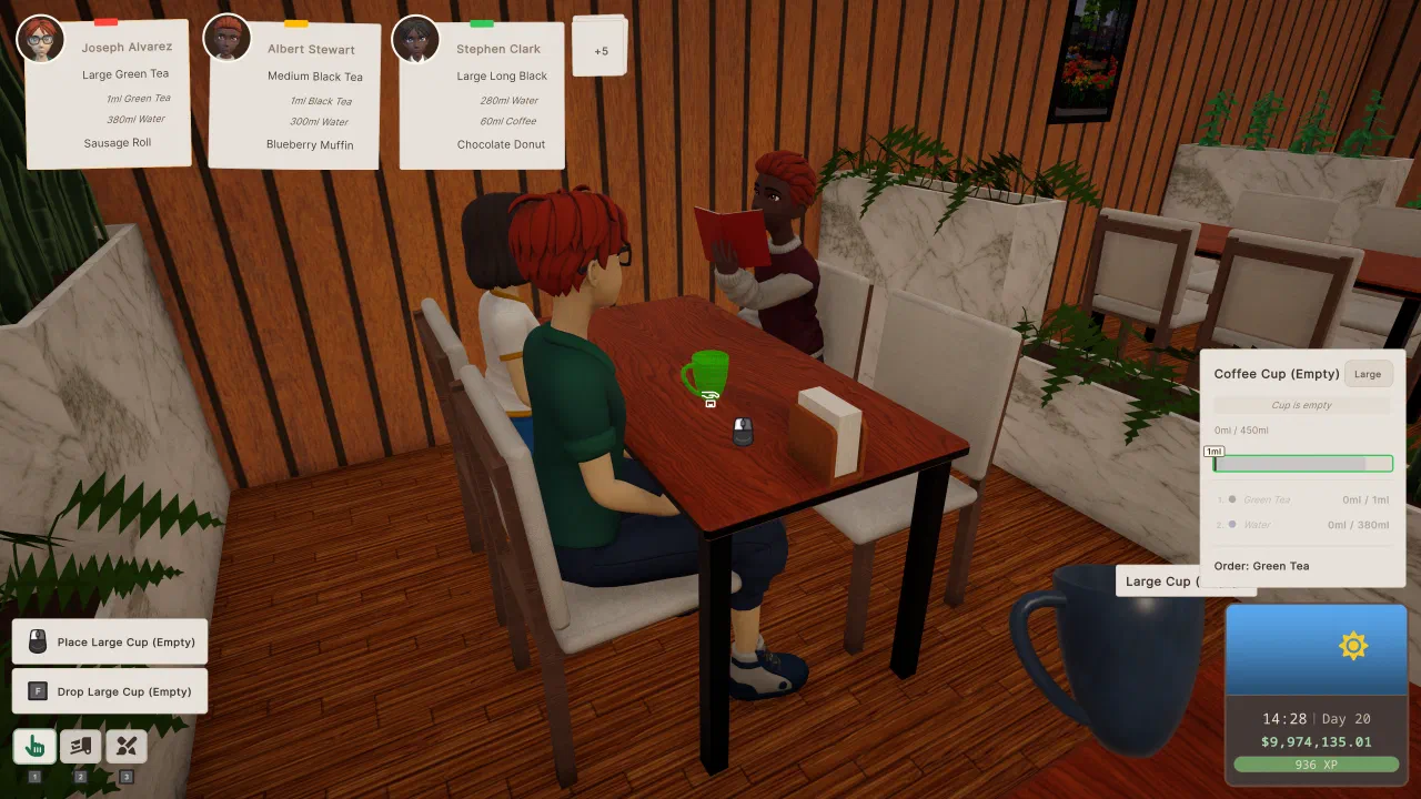 Customers enjoying drinks at a table