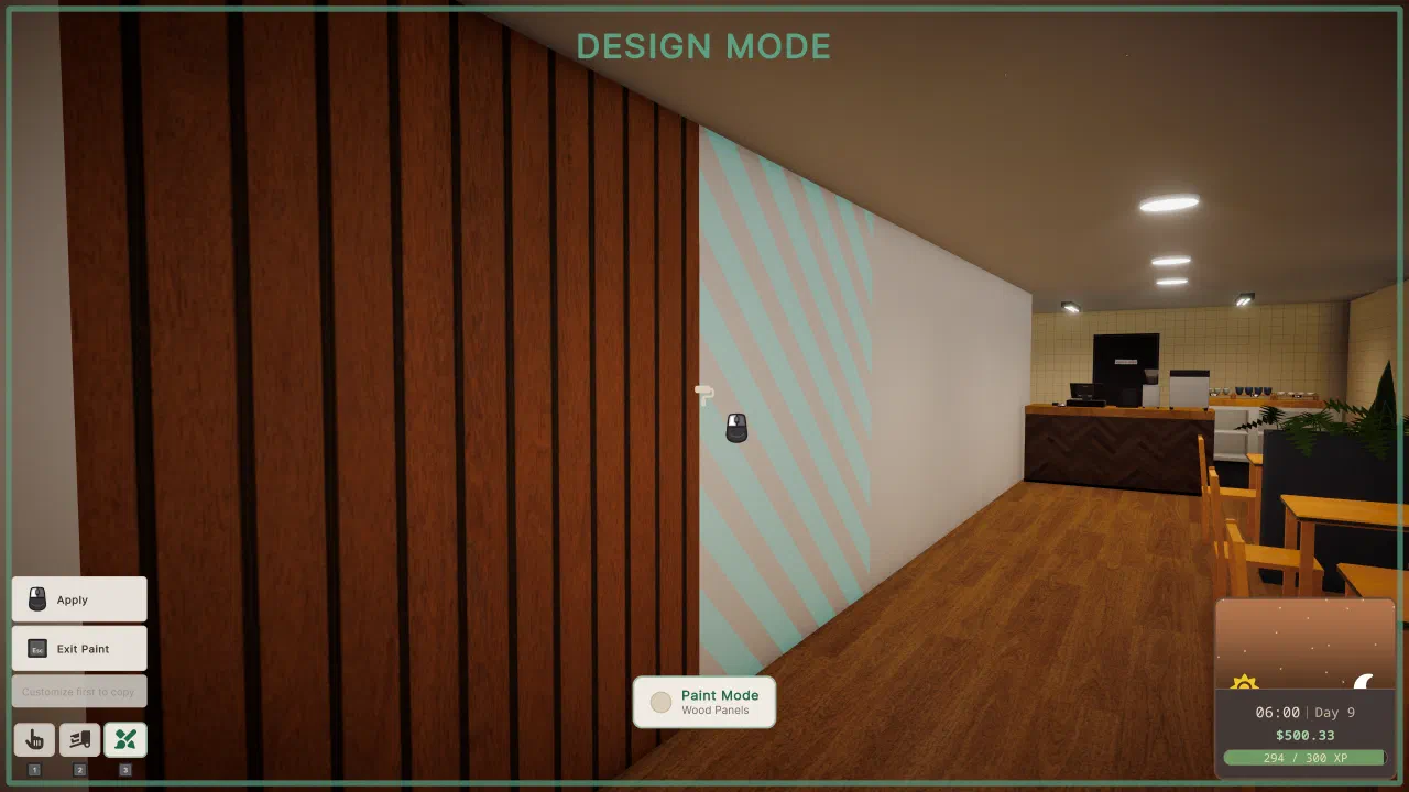 Customising the cafe in design mode