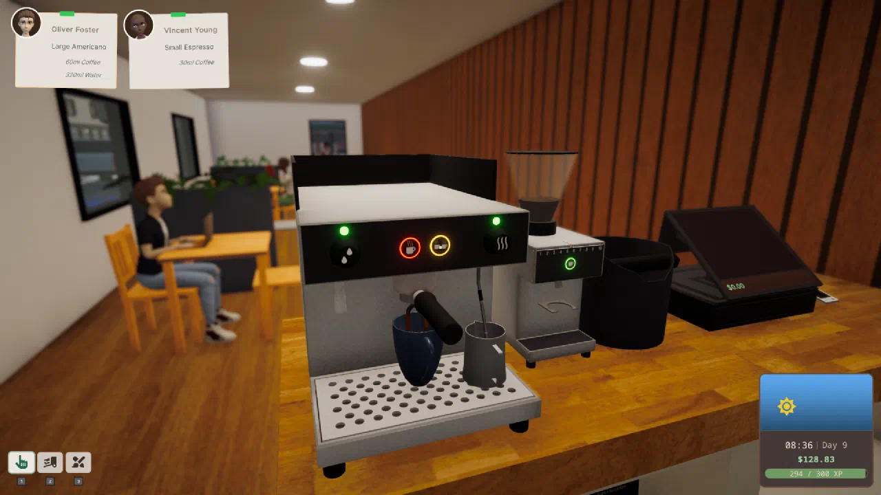 Brewing coffee with the espresso machine