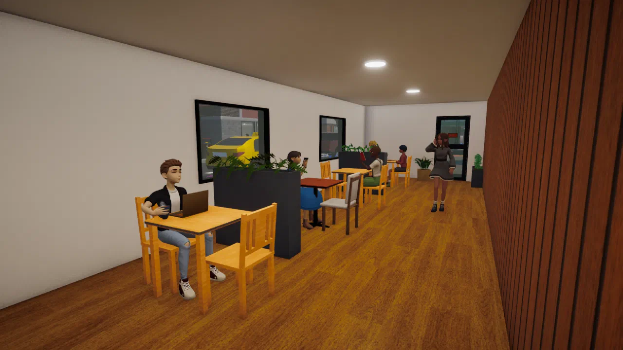 Customers relaxing in the cafe seating area